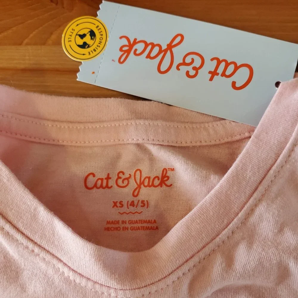 Cat & Jack-Girls' Candy Cane Heart  Long Sleeve Graphic T-Shirt - Soft Pink XS